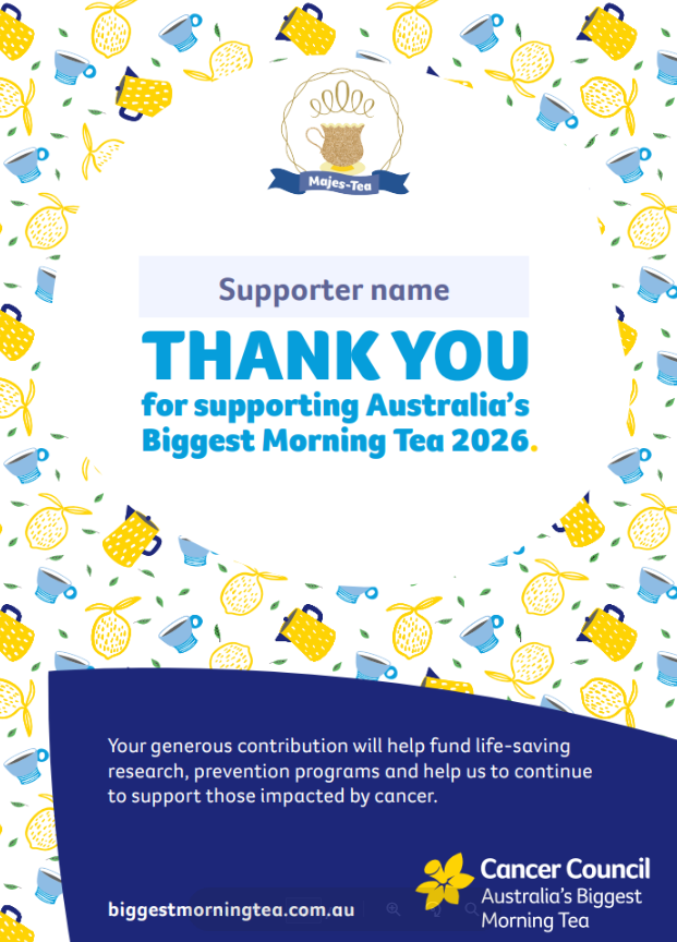 Thank you Certificate - Majes-Tea -Organisation