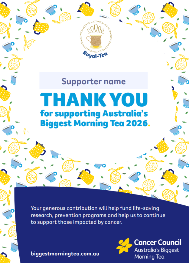 Thank you Certificate - Royal-Tea - Organisation